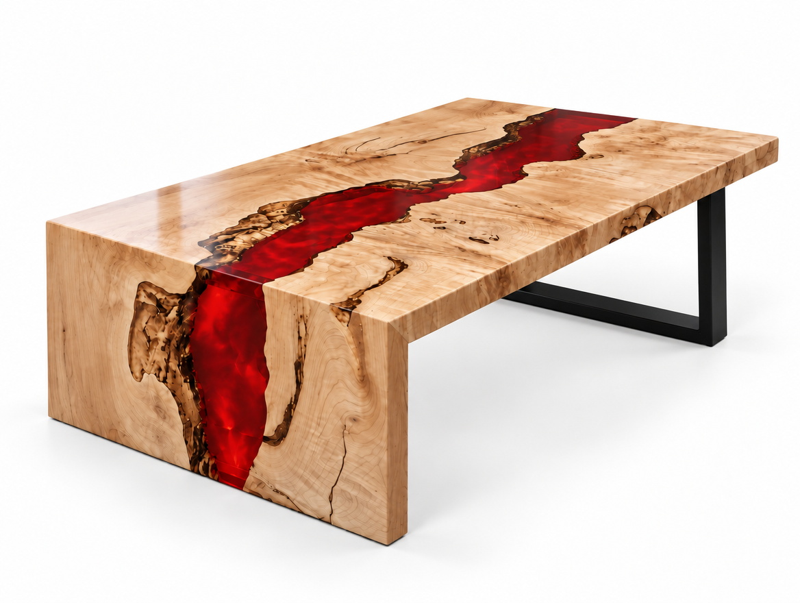 Epoxy Kaffebord – Rød Epoksy