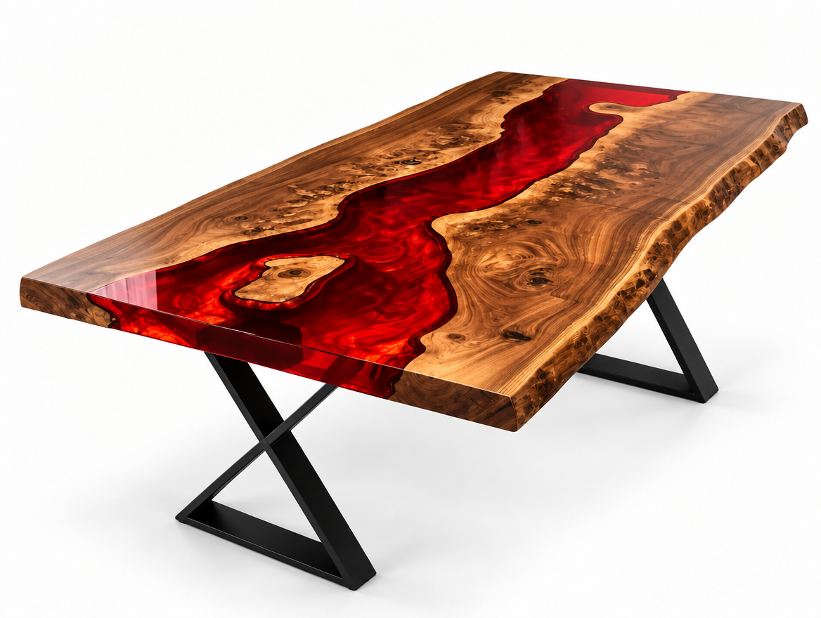 Epoxy Spisebord – Rød Epoksy