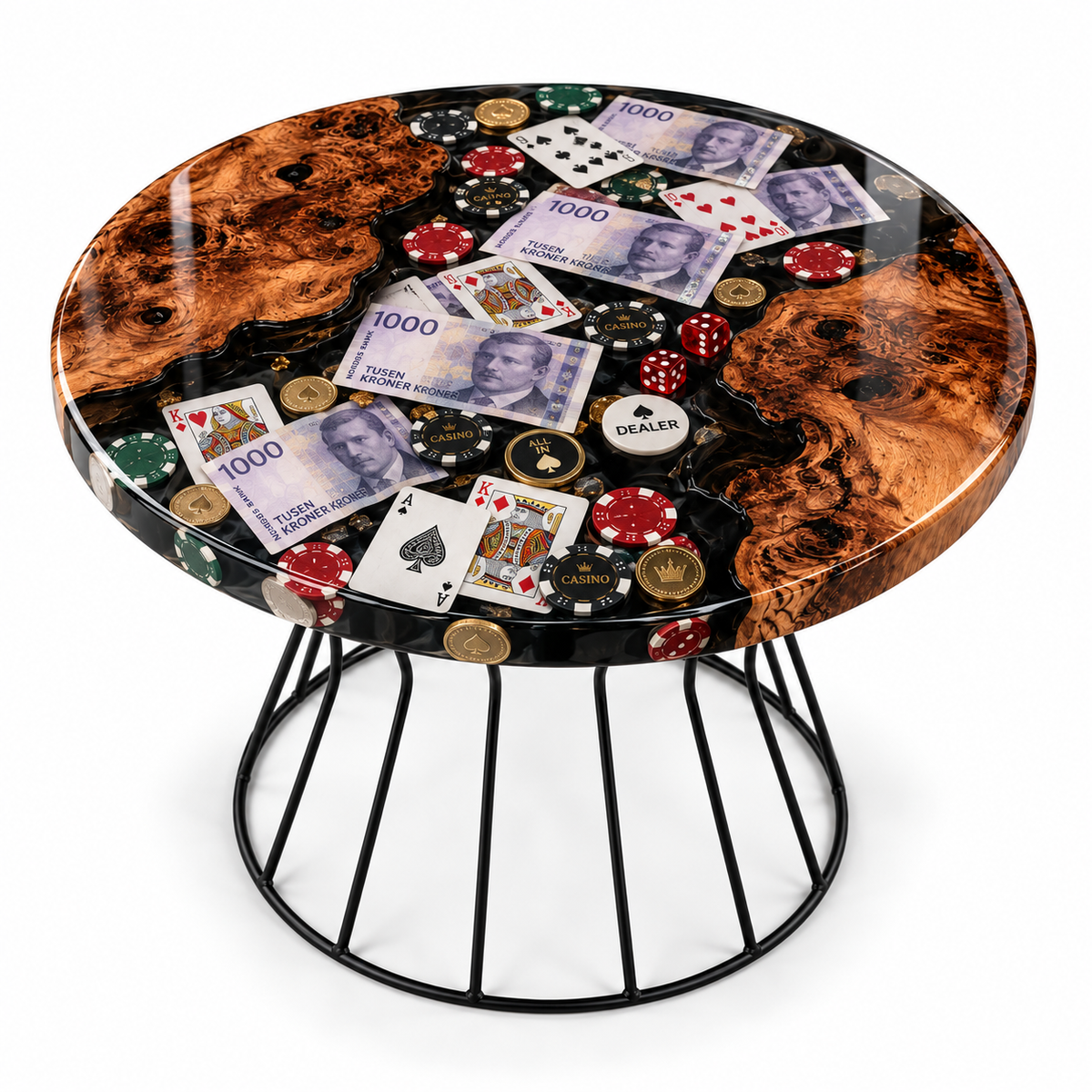 Epoxy Kaffebord – Poker & Kasino