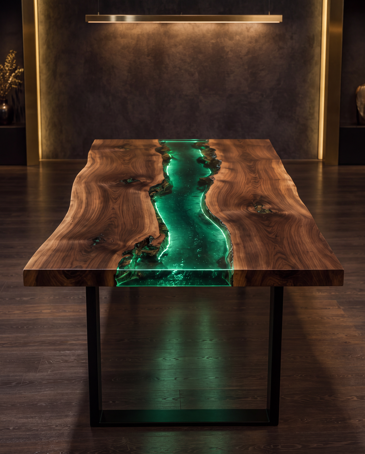 Epoxy Spisebord – Grønn Epoksy med LED-belysning